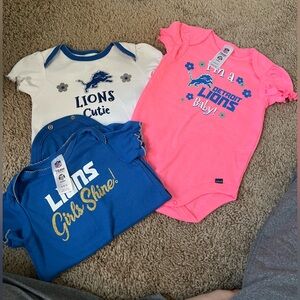 Baby girls Detroit lions onesies